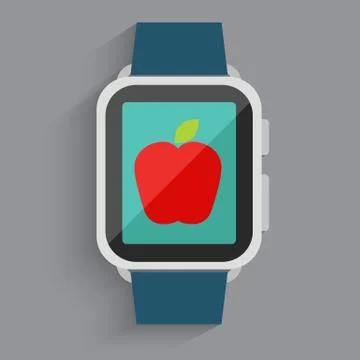 Red apple in watch screen Stock Illustration