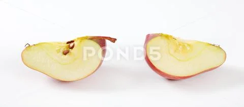 Red apple wedges Stock Photos
