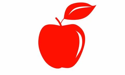 Red apple, on white background, vector  Stock Illustration