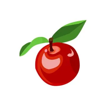 Red Apple on white , vector illustration, cartoon style Stock Illustration