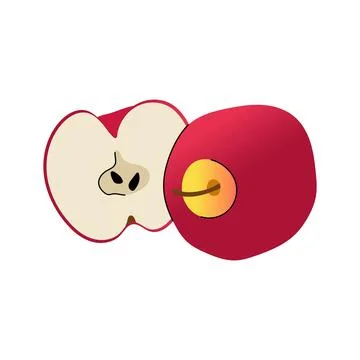 Red apple whole and half isolated vector illustration Stock Illustration