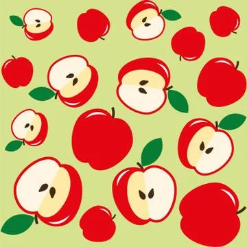 Red apples and core on light seamless background 스톡 일러스트