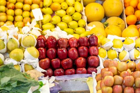 Red apples background. Foto stock