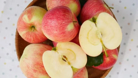 Red apples in a basket. Stock Footage 328389618