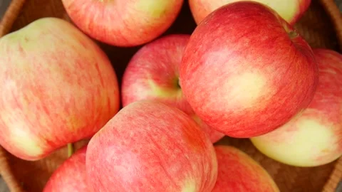 Red apples in a basket. Stock Footage 328403183