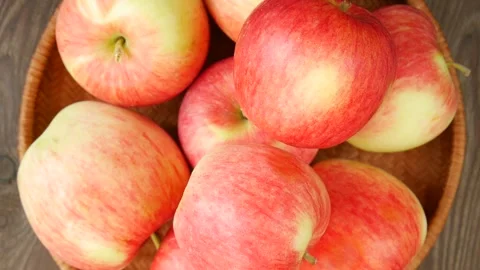 Red apples in a basket. Stock Footage 328694428