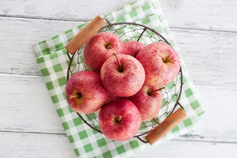 Red apples in a basket Stock Photos