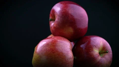 Red apples on a black background Stock Footage 150824511