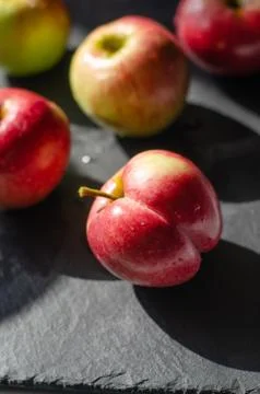 Red apples on black background Stock Photos