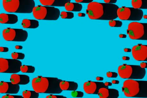 Red apples on blue background. Stock Illustration