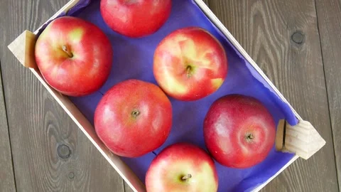 Red apples in a box. Stock Footage 248081634