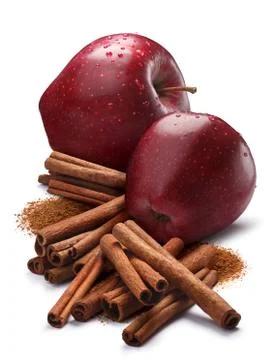 Red apples with cinnamon, vertical, paths Stock Photos