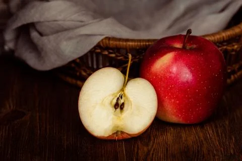 Red apples on a dark background Stock Photos