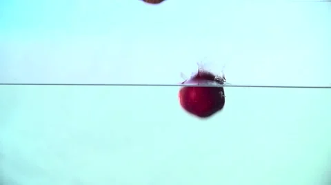 Red Apples Fall in Water Slow Motion Stock Footage 59307443