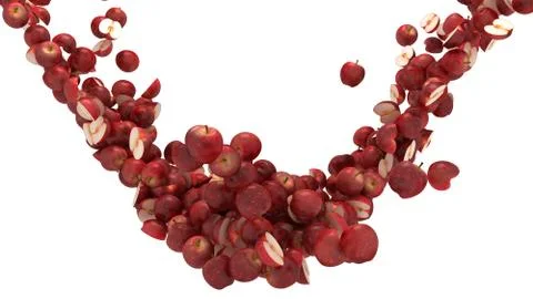 Red apples flow isolated over white Foto stock