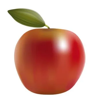 Red Apples with Green Leave. Vector. Stock-Illustration