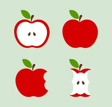 Red apples icons set. Vector illustration Stock Illustration