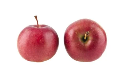 Red apples isolated on white background closeup Stock Photos