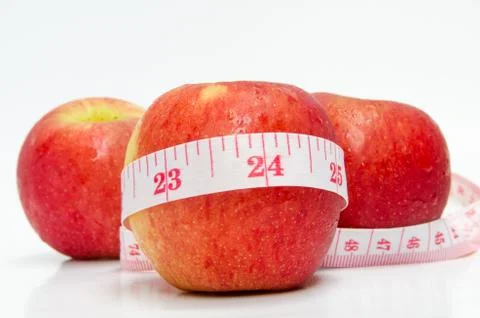 Red apples measured the meter Stockfoto's