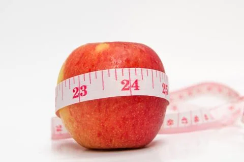 Red apples measured the meter Stockfoto's