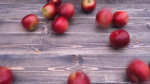 Red apples plucked from an apple tree in the village garden Stock Footage 163487708