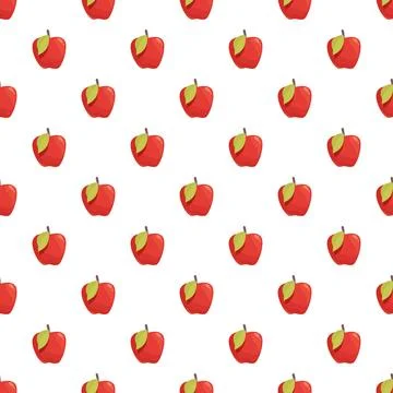 Red apples repeating pattern on a white background Illustrazione stock
