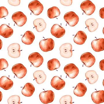 Red apples seamless pattern. Fruit print graphic Stock Illustration