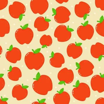 Red apples seamless pattern, fruit illustration background design Illustrazione stock