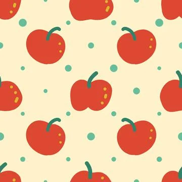 Red apples seamless pattern illustration. Apple harvest background Illustrazione stock