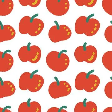 Red apples seamless pattern illustration. Apple harvest background Stock Illustration