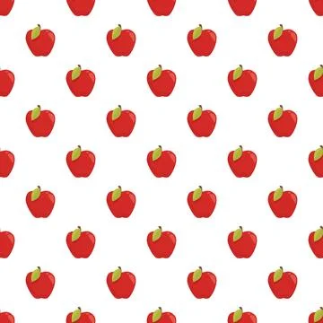 Red apples seamless pattern on white background Illustrazione stock