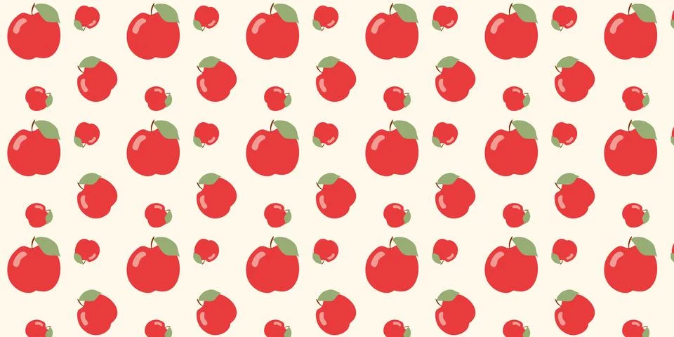 Red Apples Seamless Vector Pattern Tile. Repeating Flat Print. Template Illus Stock Illustration