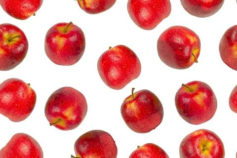 Red apples on a white background. Seamless pattern Stock Photos