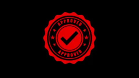 Red Approved Badge Animation with Checkmark and Star Accents. Stock Footage 316150908