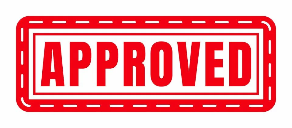 Red approved stamp with dashed border isolated on white background Stock Illustration