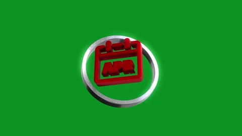 Red april calendar icon rotating inside silver ring against chroma key back.. Stock Footage 346499250