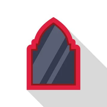 Red arabian window casting a long shadow on white background Stock Illustration