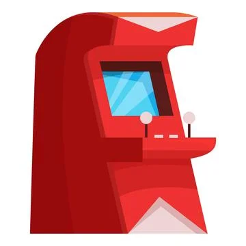 Red arcade game machine displaying gaming console Stock Illustration