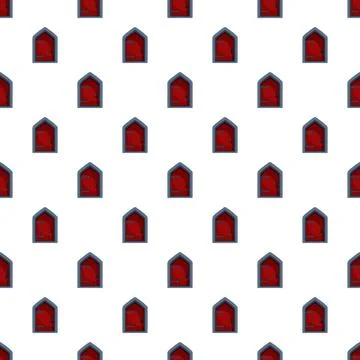 Red arched doors creating a repetitive pattern Stock Illustration
