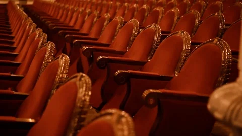 Red armchairs in an old room Stock Footage 116438341