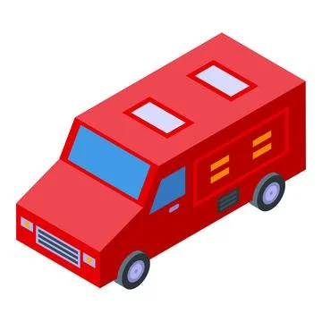 Red armored security van transporting money and valuables isometric view Stock Illustration