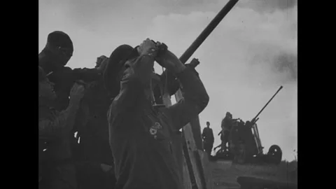 Red Army shoots down German airplanes. World War II Stock Footage 244729718
