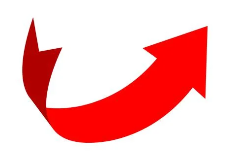 Red arroow vector curve Illustrazione stock