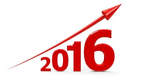 Red arrow up with 2016 Stock Illustration