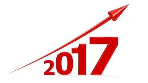 Red arrow up with 2017 Stock Illustration