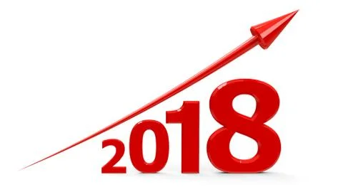 Red arrow up with 2018 Stock Illustration