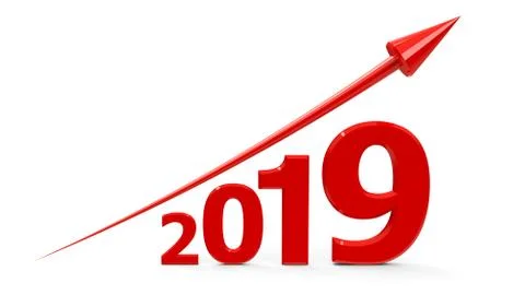 Red arrow up with 2019 Stock Illustration
