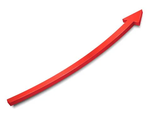 Red arrow. 3d UP financial graph isolated on white background. Vector illustr Stock Illustration