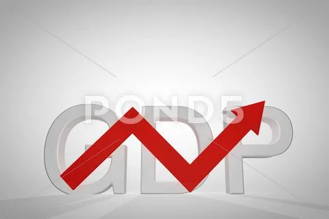 Red arrow up with 3d gdp background ~ Clip Art #64955183