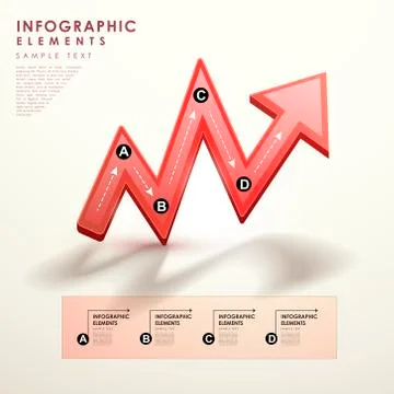 Red arrow abstract flow chart infographics Stock Illustration